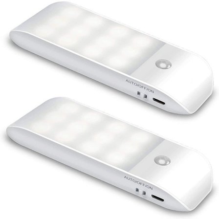 [2-pack] (Varm gul) Automatisk LED-nattlampa, 12 LED USB-laddning