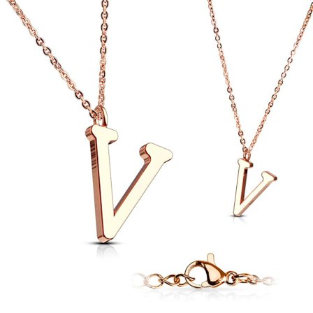 Bokstav halsband i Rose Guldpläterad 316L kirurgiskt stål (A-Z)
