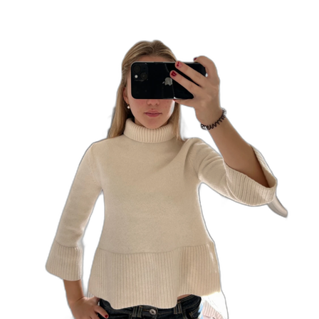 Vit polotröja med trekvartsärm