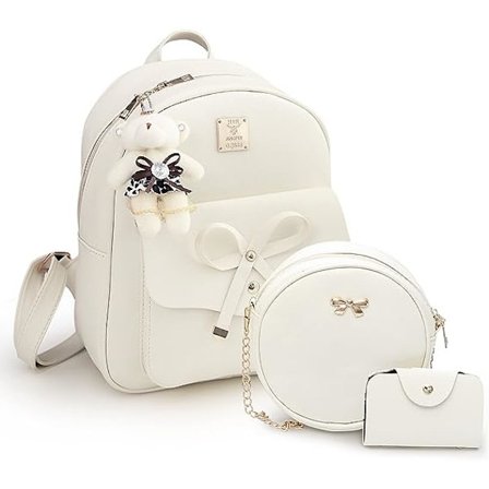 Mini Ryggsäck i Läder 3-Delar Mode Rosett Dragkedjeväskor