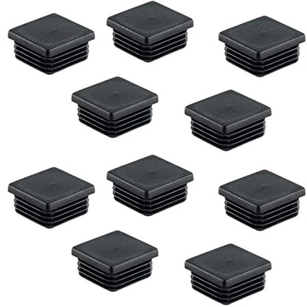 25 st Fyrkantiga Rörpluggar i Plast, Fyrkantiga Rörinsatser, Ändpluggar, Svarta, 40 x 40 mm