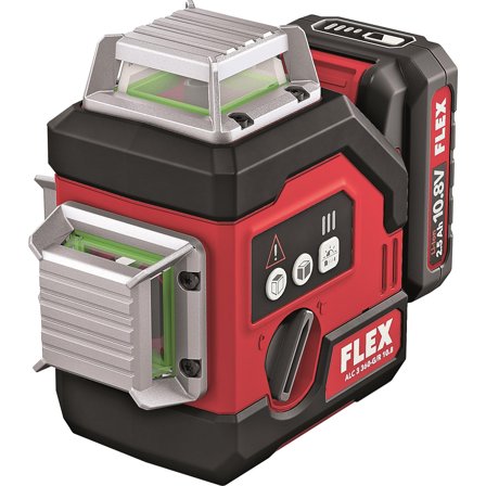 Flex ALC3x360 10.8 G/R Set Krysslinjelaser med batteri og lader, grønn laser, Laserinstrumenter