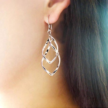 Best-selling New Twisted Diamond Multi-layer Earrings Double-ring Lady Classic Fashion Super Shiny Alloy Earrings