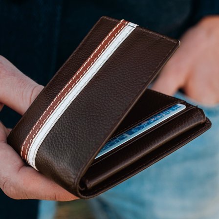 Portafoglio Larry in pelle marrone con protezione RFID per uomini - Portafogli