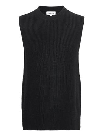 Rib O-Neck Long Vest Vests Knitted Vests Musta Davida Cashmere
