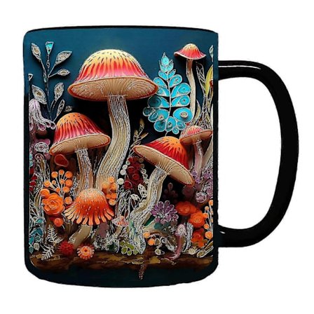 2024 NY Magic Mushrooms Mugg Keramisk Kaffemugg Tekopp med 3D Magic Mushrooms Muggar