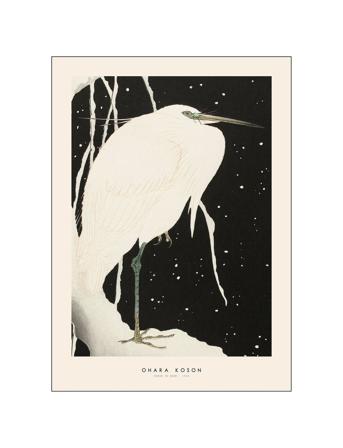 Ohara-Koson-Heron-In-Snow Home Decoration Posters & Frames Posters Animals Multi/mønstret PSTR Studio