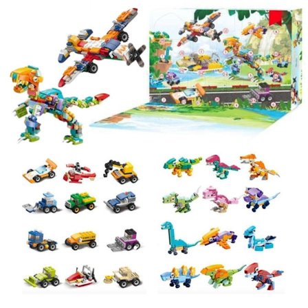 Bygg din egen adventskalender med leksaksbilar och dinosaurier