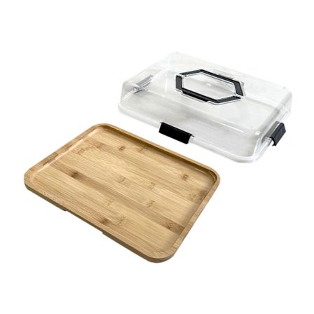 Charcuterie-boks Pizza Ostebrett Serveringsfat med Klart Lokk Bærbar Skjærebrett Appetitt Serveringsbrett for Ost Grønnsaker