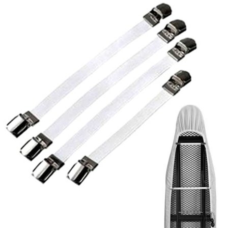 Elastiske Strygebrætbetræk Fastgørelser, Senghjørneholder, Lagenstrop Sofaklemme Dugeclips, Støvleclips, Benstropper, Støvleclips til Jeans (Hvid,