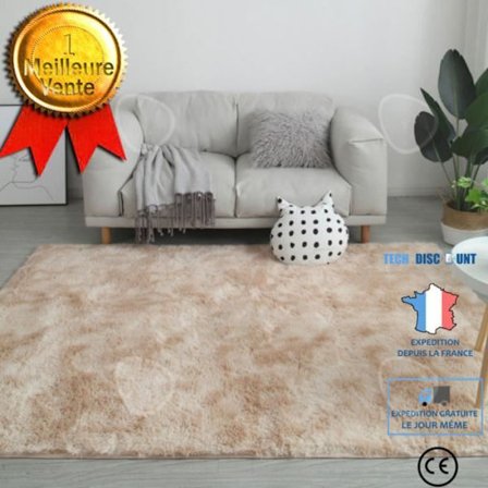 Shaggy vardagsrumsmatta - CONFO - 200 x 300 cm - Beige - Halkskydd - Maskintvättbar