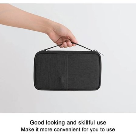 Black Family Travel Wallet Waterproof Passport Holder