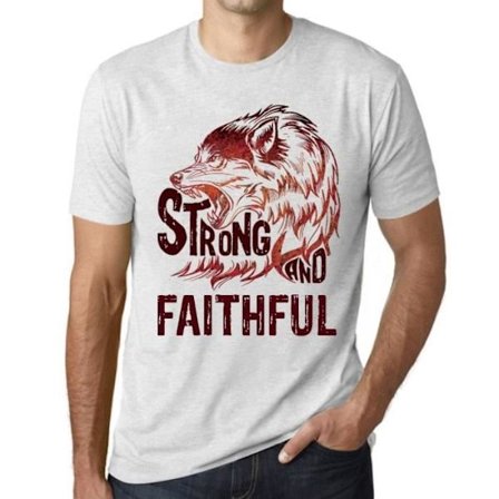 Strong and Faithful Wolf T-shirt för män – Strong Wolf And Faithful – Vintage vit T-shirt