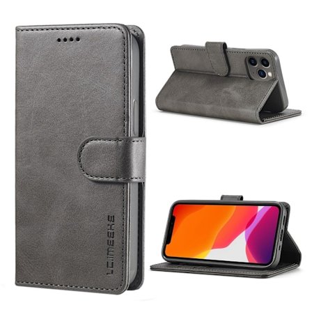 LC.IMEEKE iPhone 12 Pro Max flip etui - Sølv/Grå