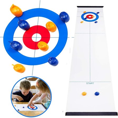 Bord Curlingspill for Familie - Morsomme Brettspill - Shuffleboard - Curlingkampspill med 8/16 Ruller for Barn og Voksne - Festspill