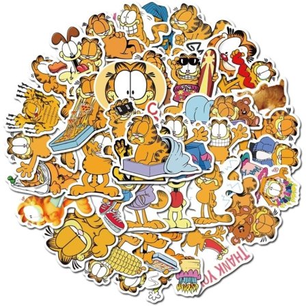 50 stk. søde Garfield-klistermærker, tegneserie anime-klistermærker til børn til vandflasker, bærbare computere, scrapbooking, Garfield-fødselsdagsfes