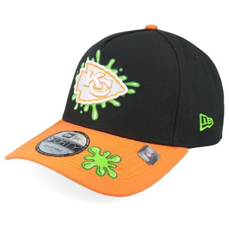New Era - NFL Black adjustable Czapka Z Daszkiem - Kansas City Chiefs NFL Slime 9FORTY Black/Orange A-Frame Adjustable @ Hatstore