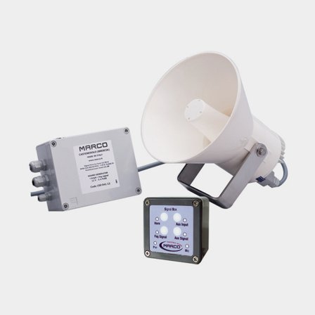 Boat horn 24 V Marco EW2 Electronic whistle 12/20m + Fog Signal, plastic, speaker-driven, surface-mounted