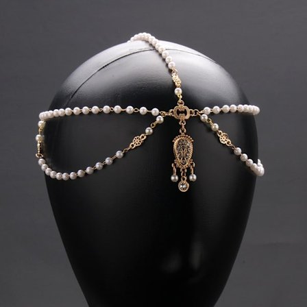 Hårpynt - Hovedkæde Guldvedhæng Hovedsmykker Perlehovedpynt til Kvinder og Piger