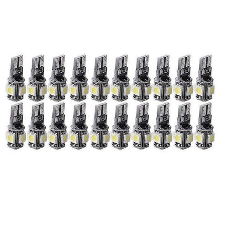 20 stk. Cool White T10 LED Pære Bil Interiør Nummerpladelys 2825 192 194 5050 5 SMD