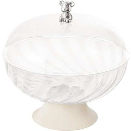 Frugtskål på fod med låg, dekorativt frugtfad med drænhuller, frugtkurv, skålholder, multifunktionel frugtkurv til bordplade Transparent