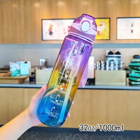 1000 ml vandkrus med motiverende vandflaske med tidsmarkør genanvendelige kopper Purple 1000ml