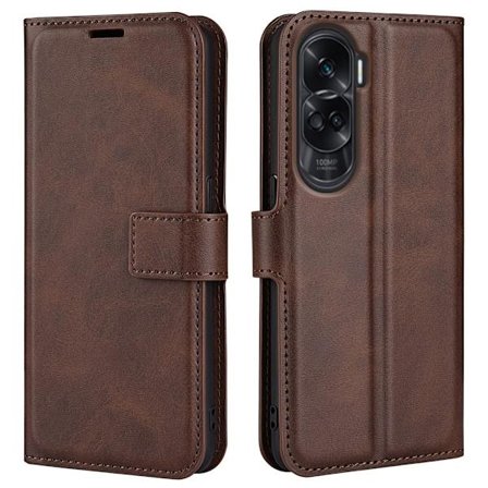 Honor 90 Lite / Honor X50i nahkainen lompakokkotelo - Ruskea