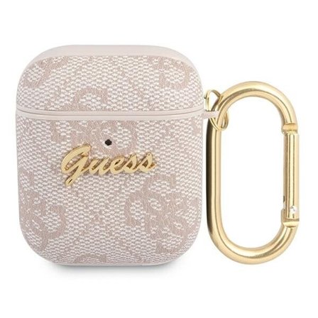 Guess 4G Script Metal Collection-etui for AirPods 1 / 2 - Rosa