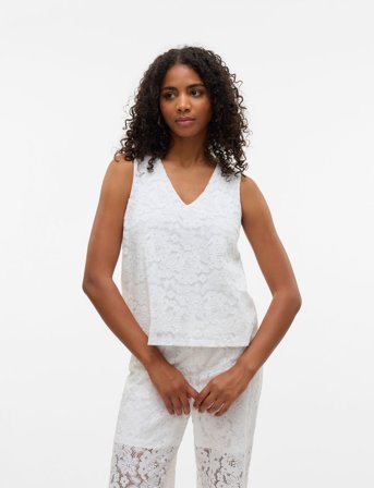 Vero Moda Vmhoney Lace Sl V-Neck Top Wvn Ga - White - S