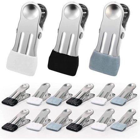 Klädnypor i kraftig metall - 30 st klädnypor i metall för klädstreck (svart, grå, vit)