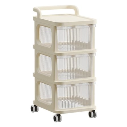 Rullende vogn med gennemsigtig skuffe Multifunktionel rullende opbevaringsvogn Organizer med hjul til soveværelse køkken kontor 3 lag