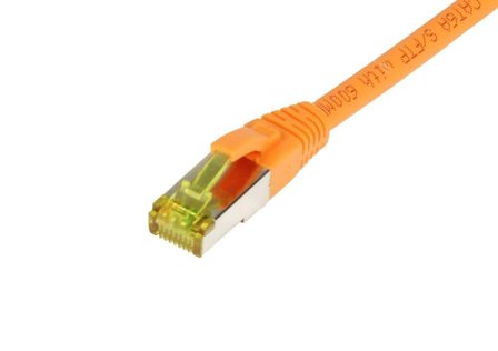 SYNERGY Patchkabel RJ45, CAT6A 500Mhz, 3m, orange, S-STP(S/FTP), TPE/LSZH(Ultraflex), AWG26, mit CAT7 Rohkabel, Synergy 21