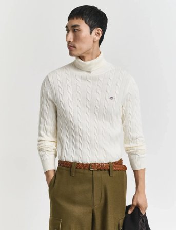 GANT Cotton Cable Turtle Neck - Cream - L