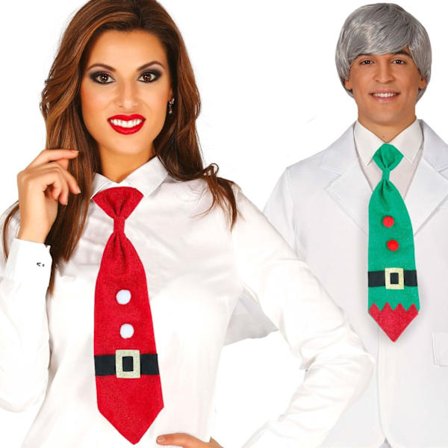 Julslips grön slips med gummiband tillbehör