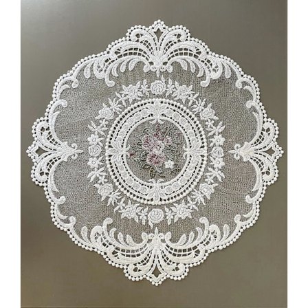 4 Stykker Retro Blonde Dækkeservietter, Broderede Kopmåtter Bordmåtter, Franske Hæklede Dækkeservietter, Hvid (buket i Cirkel)