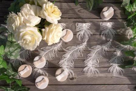 Duk / löpare Vita Fjädrar - 25 x 300 cm