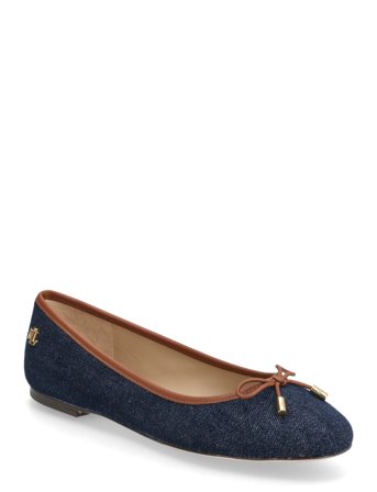 Lauren Ralph Lauren Jayna Leather-Trim Denim Flat - Blue - 36