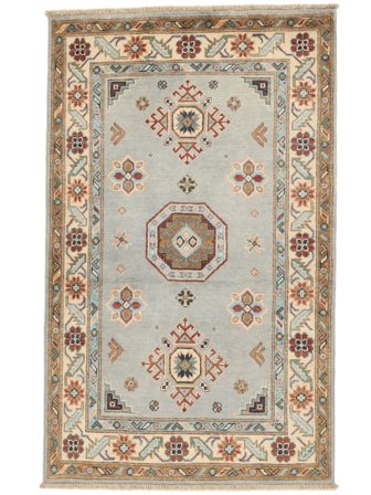 Handgeknoopt Kazak Fine Vloerkleed 89X146 Bruin/Groen
