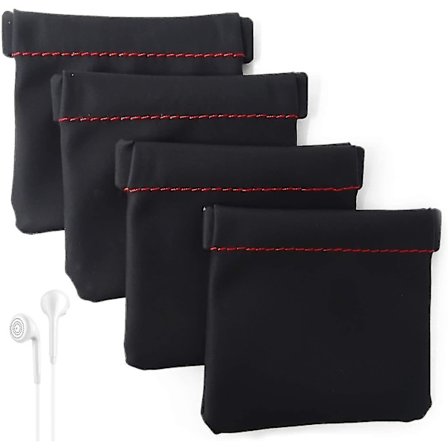 4 kpl PU-nahka kuulokkeiden pussi kuulokkeiden säilytyspussi napin ja jousikiinnityksellä