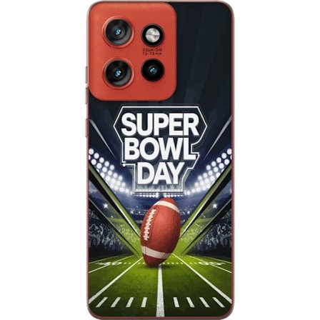 Yhteensopiva Puhelinkuori Motorola Edge 50 Neo Super Bowl Day juliste, jossa amerikkalainen jalkapallo valaistuksella varustetulla areenalla dramaatti
