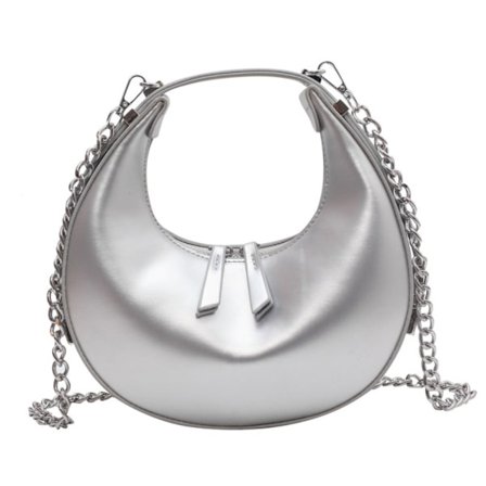 Läderhandväska Half Moon Väskor SILVER