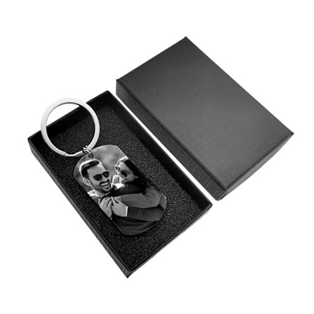 Ensidig gravert foto-nøkkelring med tilpassbar gravering for gutter og jenter i rustfritt stål