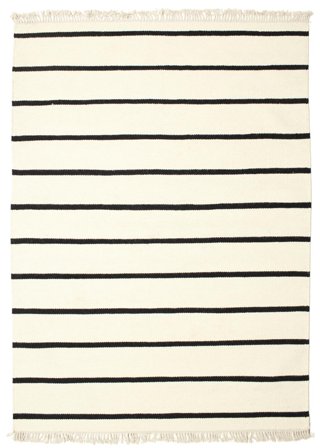 Dorri Stripe 140X200 Mały Biały/Czarny Paski Dywan Wełniany