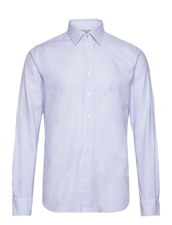 Oxford Stripe Washed Slim Shirt Skjorte Business Blå Michael Kors*Betinget Tilbud