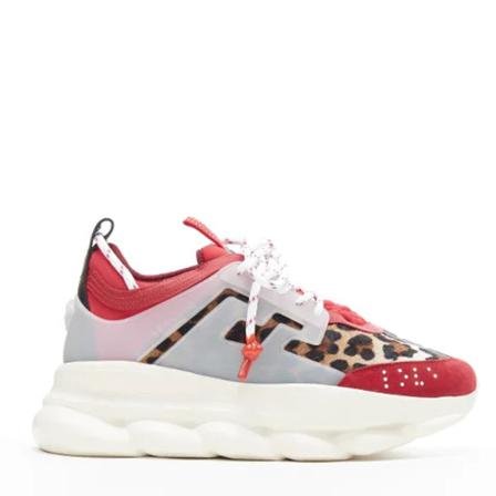 Versace Pre-owned, Pre-owned Fabric sneakers Rood, Dames, Maat:38 EU,leer,leopard