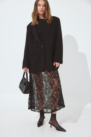 NA-KD Lace Maxi Skirt - A-linje Kjolar - Svart - XS (EU 32)