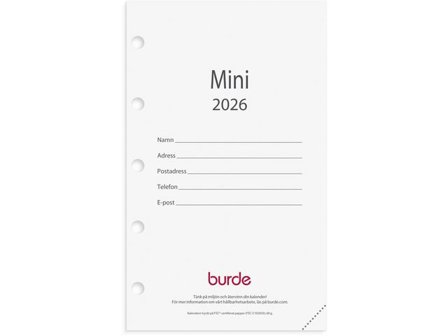 Burde Mini kalendersats 2026 - Lyreco - Almanackor och kalendrar - Systemkalendrar - Mini