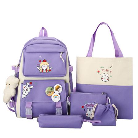 Opiskelijatytön reppu olkalaukku set Peruskoulun korealaistyylinen laukku Keskikoulun opiskelijakampus Purple 30*42*13cm