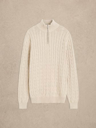 John Henric Men's Beiger Zip Pullover Regular Fit Size S