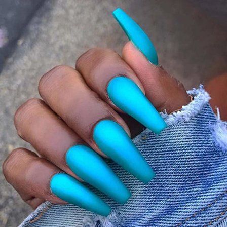 Kiste Lang Trykk på Negler Matt Ballerina Falske Negler Vinrød Fa